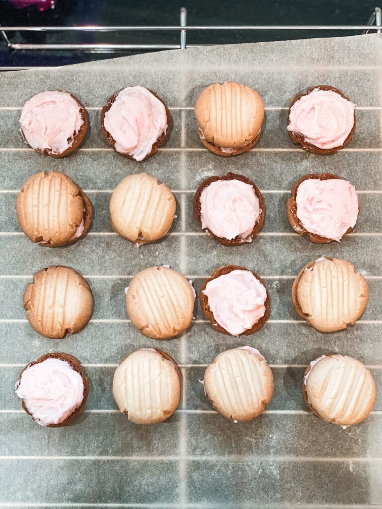 Custard Yo-Yos with Roasted Rhubarb icing